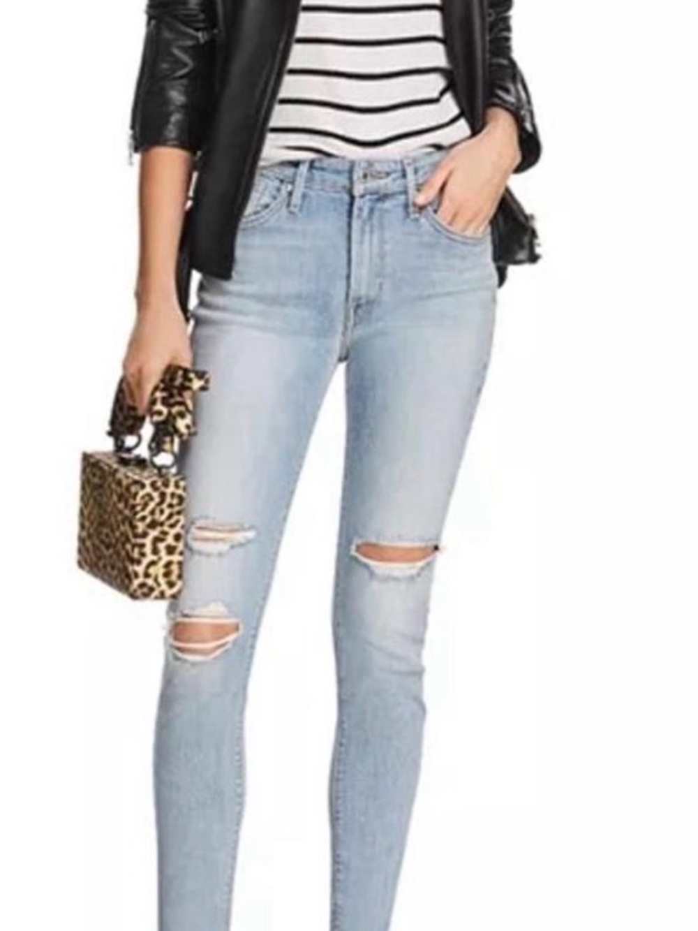 Levi's  721 High Rise Lt  Blue Distressed Ripped Skinny Jeans Size 28x30 NWT